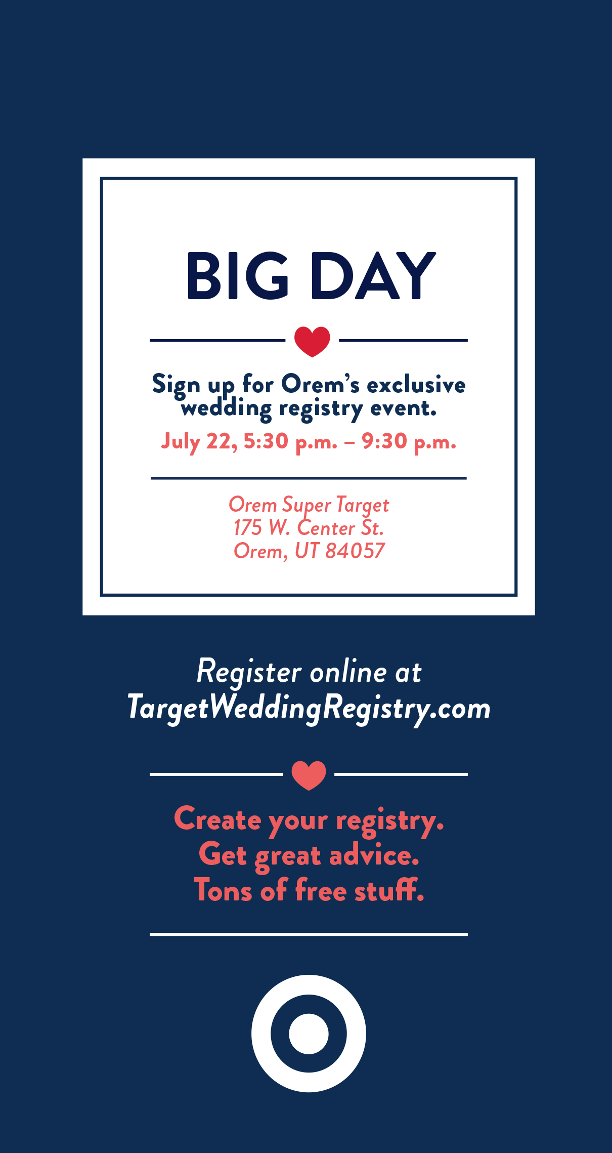 Free Stuff + Target Registry Event in Orem