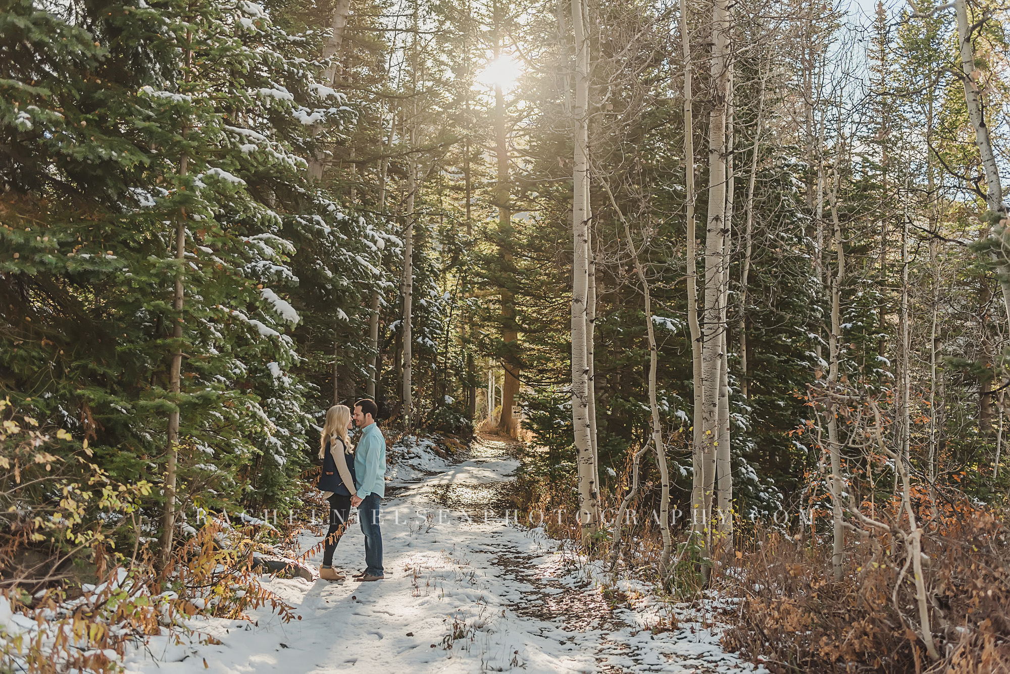 mountain engagement session with snow